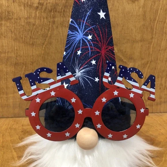 Fireworks Gnome Red White Blue Stars Stripes Sunglasses Gift July 4th Decor - Picture 4 of 4